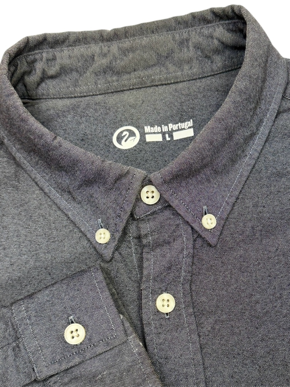 Outlier Shirt Men Large Grey Nyco Oxford Long Sleeve Button Boxford Work Tech